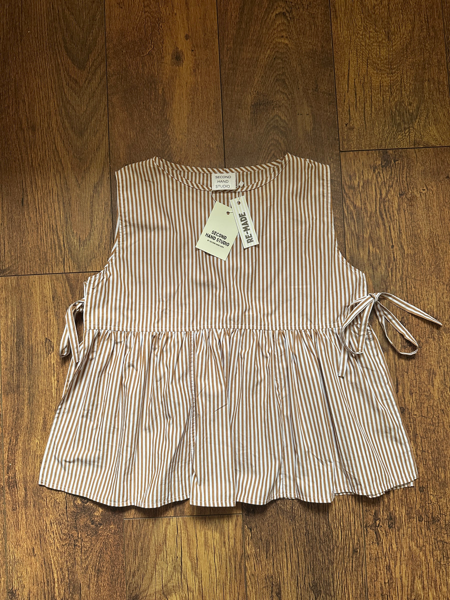Ada Vest in Brown & White Pinstripe