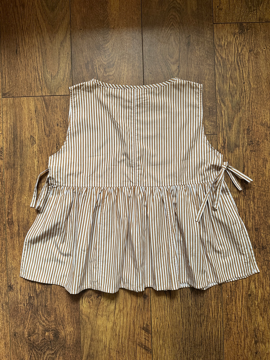 Ada Vest in Brown & White Pinstripe